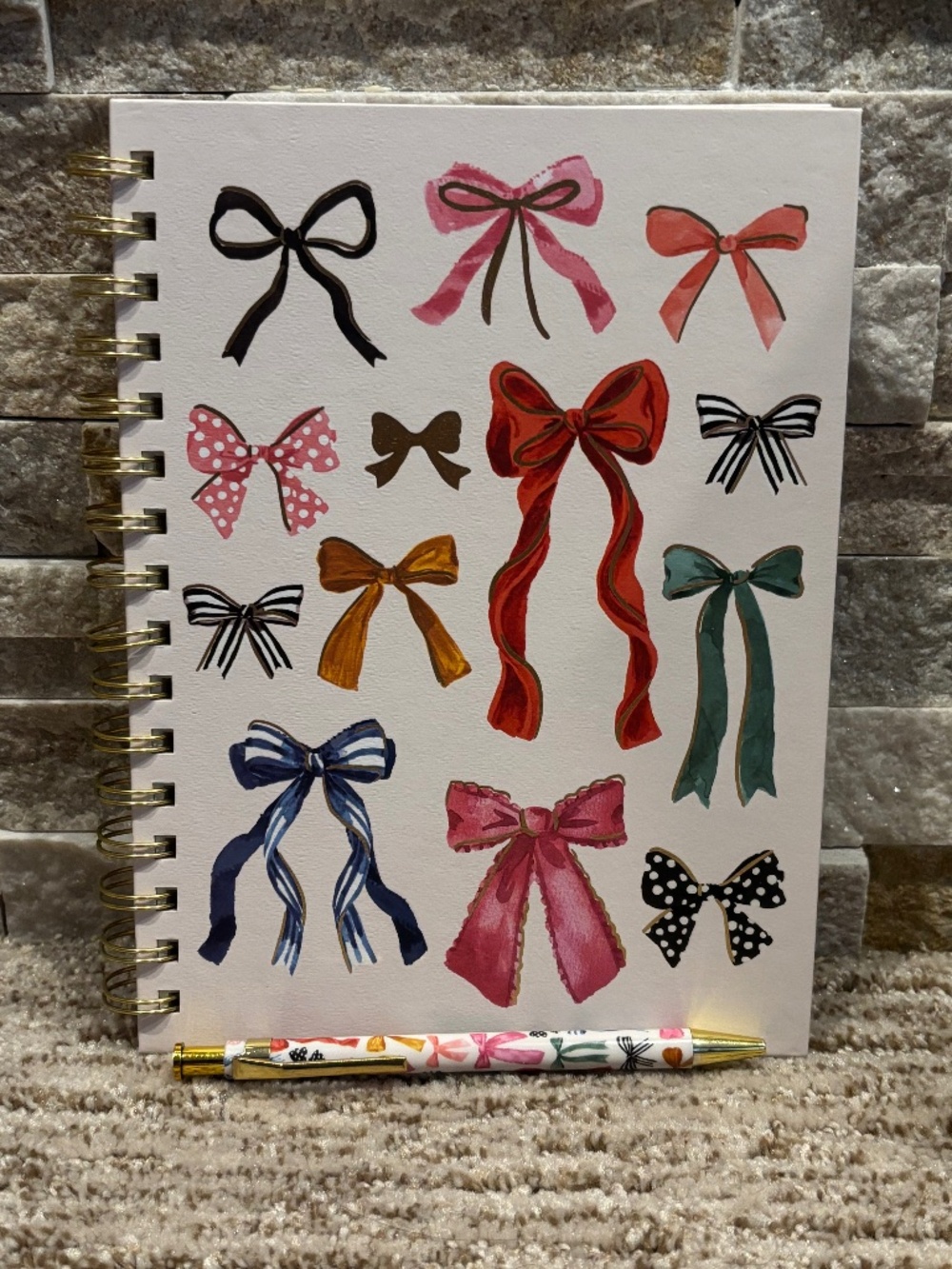 Bows Galore Coiled Notebook With Matching Pen